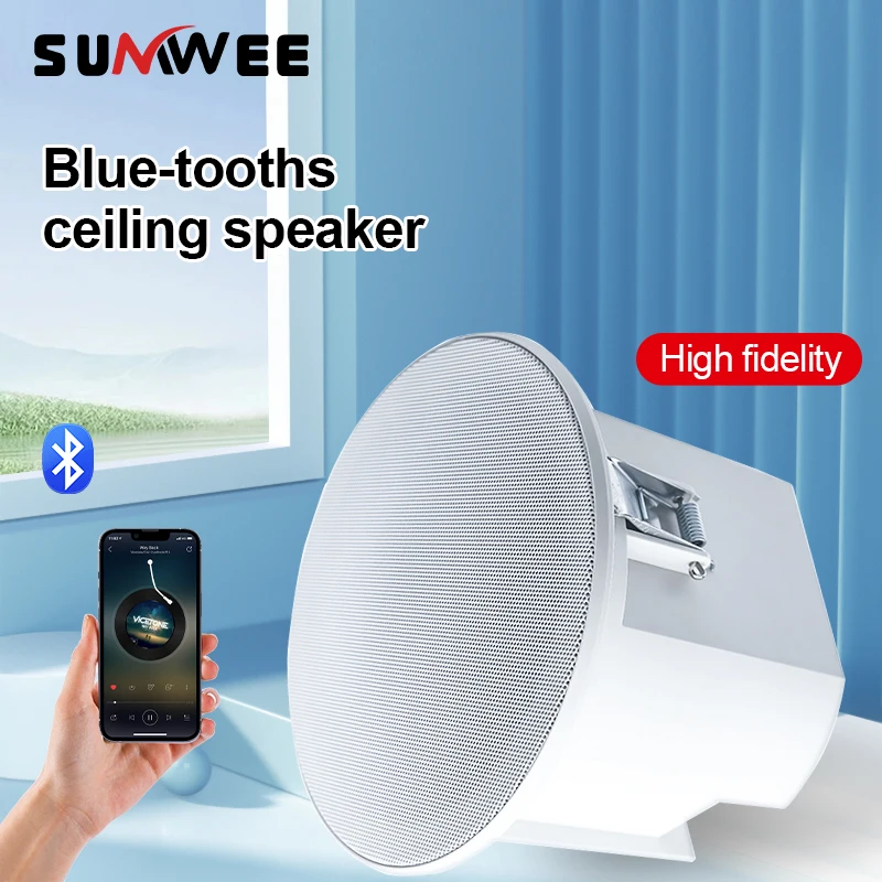 4 Inch Home Audio Ceiling Bluetooth Speaker Stereo Home Recessed Speaker System For Indoor Kitchen Bedroom Bathroom Office Hotel