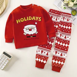 Christmas Kids Set Cotton Long Sleeve Children's Clothing Baby Boy Girl Autumn Winter Tops Pants Suit Toddler Christmas Clothes