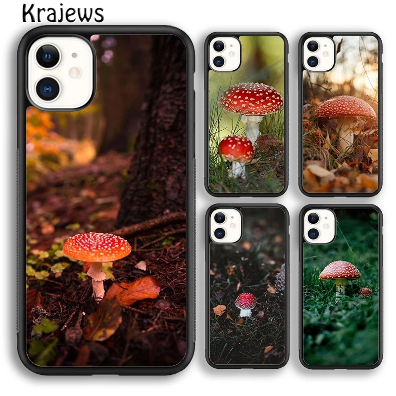 Krajews Mushroom Forest Soft Phone Case Cover For iPhone 16 15 SE2020 14 6 7 8 plus 11 12 13 pro max coque Shell Fundas