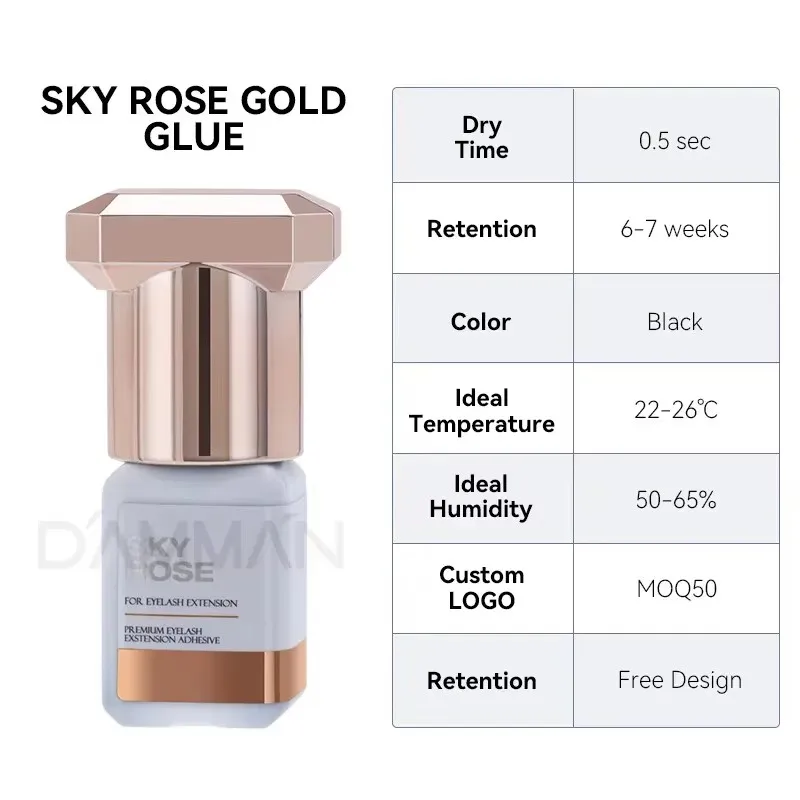 Original Korea Sky Rose Glue  1-2s Quick Dry Eyelash Extensions Strongest Adhesion Glue Lasting 8 Weeks  Makeup Tools Wholesale