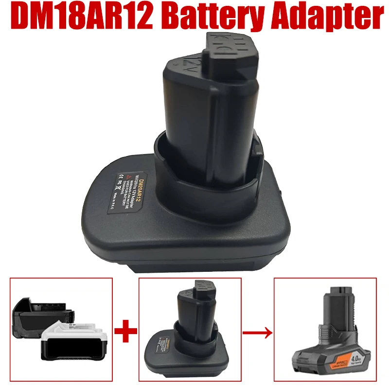 

Convert To Use for Ridgid 12V Li-ion Cordless Power Tools DM18AR12 Battery Adapter for DW/Milwaukee18V 20V Lithium Batteries