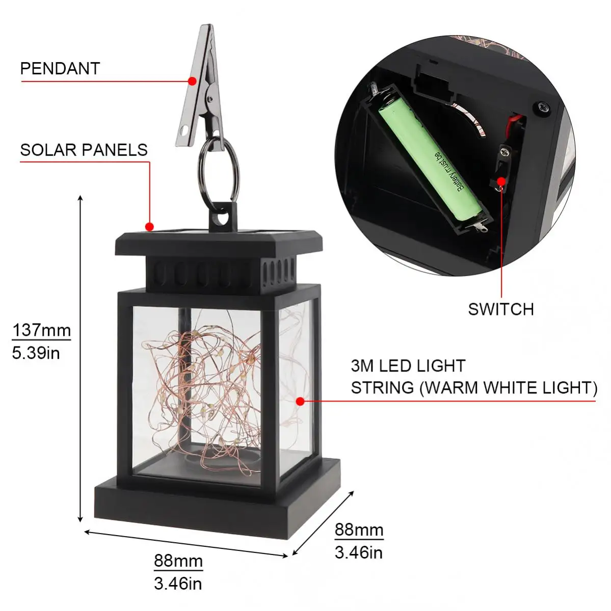 Luz Solar de jardín para exteriores, candelabro de estilo linterna de Palacio, decoración de patio, lámpara colgante impermeable, árbol y estrella