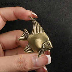 Retro Brass pterophyllum scalare Fish Watching Fishes Sea Animals Model Fishbowl Decoration Action Figures Education Miniature