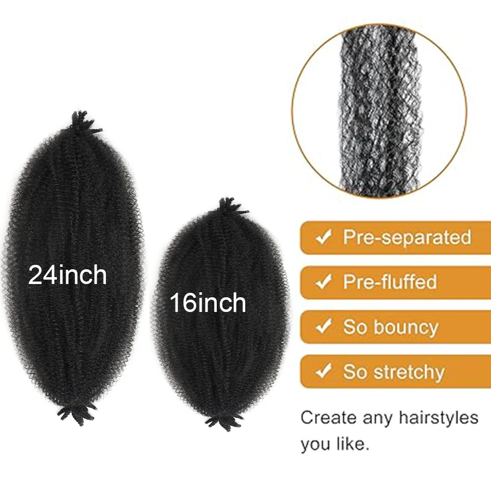 Kinky Twist Marley Braiding Crochet Hair Synthetic Pre-Separated Springy Twist Hair For Butterfly Locs Braids