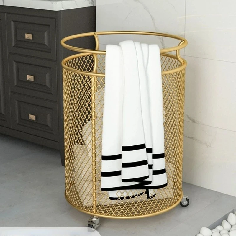 

Large Capacity Storage Basket Nordic Luxury Laundry Dirty Clothes Toys Sundries Organization Rack with Wheels Home Hotel Tools