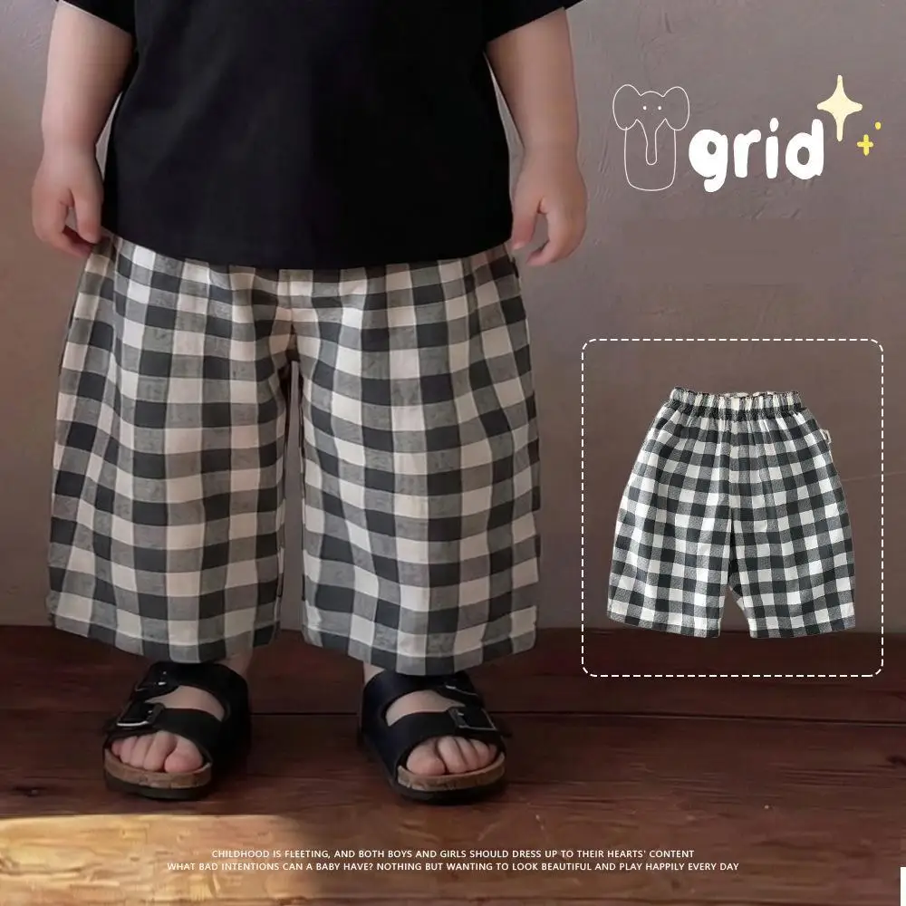 2026 Summer New Children Plaid Shorts Cotton Baby Girls Thin Casual Shorts Boys Cotton Soft Five Point Pants Toddler Clothes