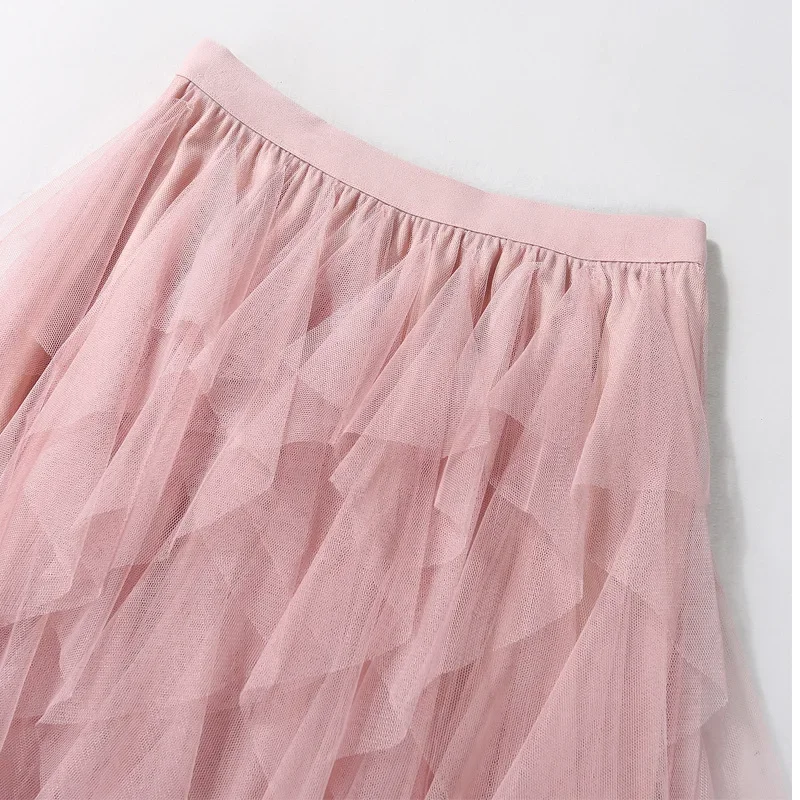 Spring Summer Tutu Long Skirts Women Harajuku Saia Fashion Bottom Woman Clothes Jupe Femme Casual Mesh Maxi Skirt Ladies Faldas