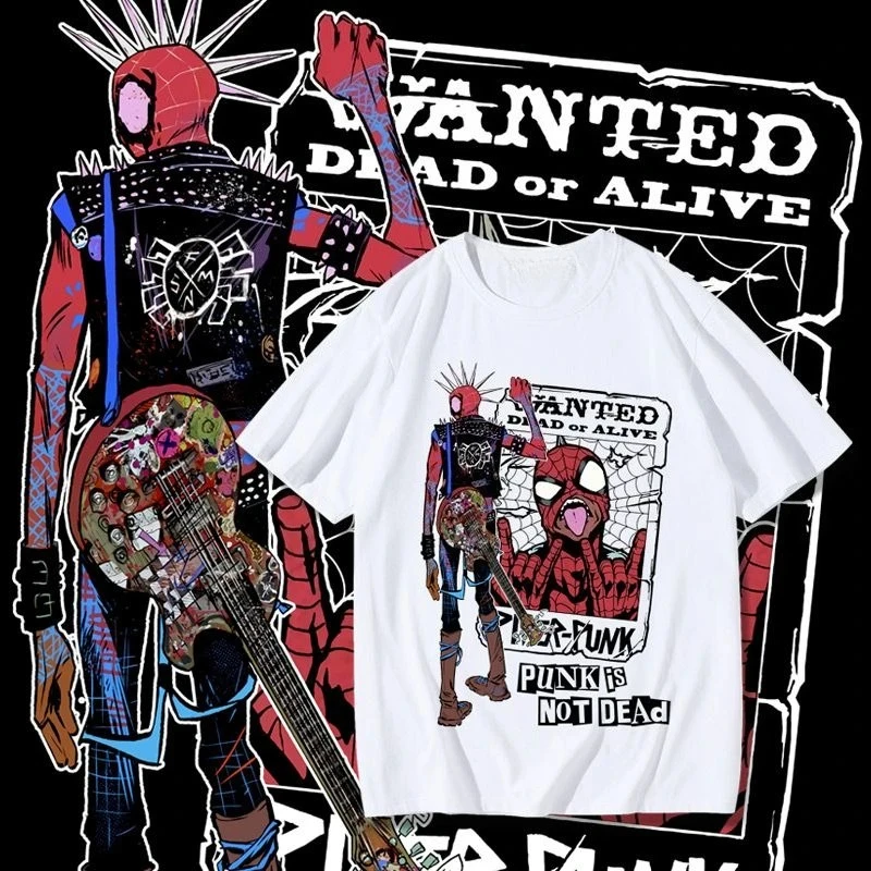

Футболка Marvel Genuine Punk Spider-Man American Street Hip Hop Ins Trend с брендовым принтом, мужская и женская свободная футболка с короткими рукавами