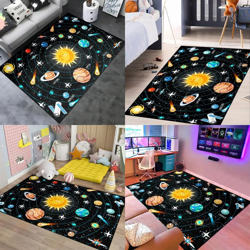 

Educational Solar System Rug for Kids' Bedroom, 3x5 ft, Polyester, Ideal for Living and Dining Rooms