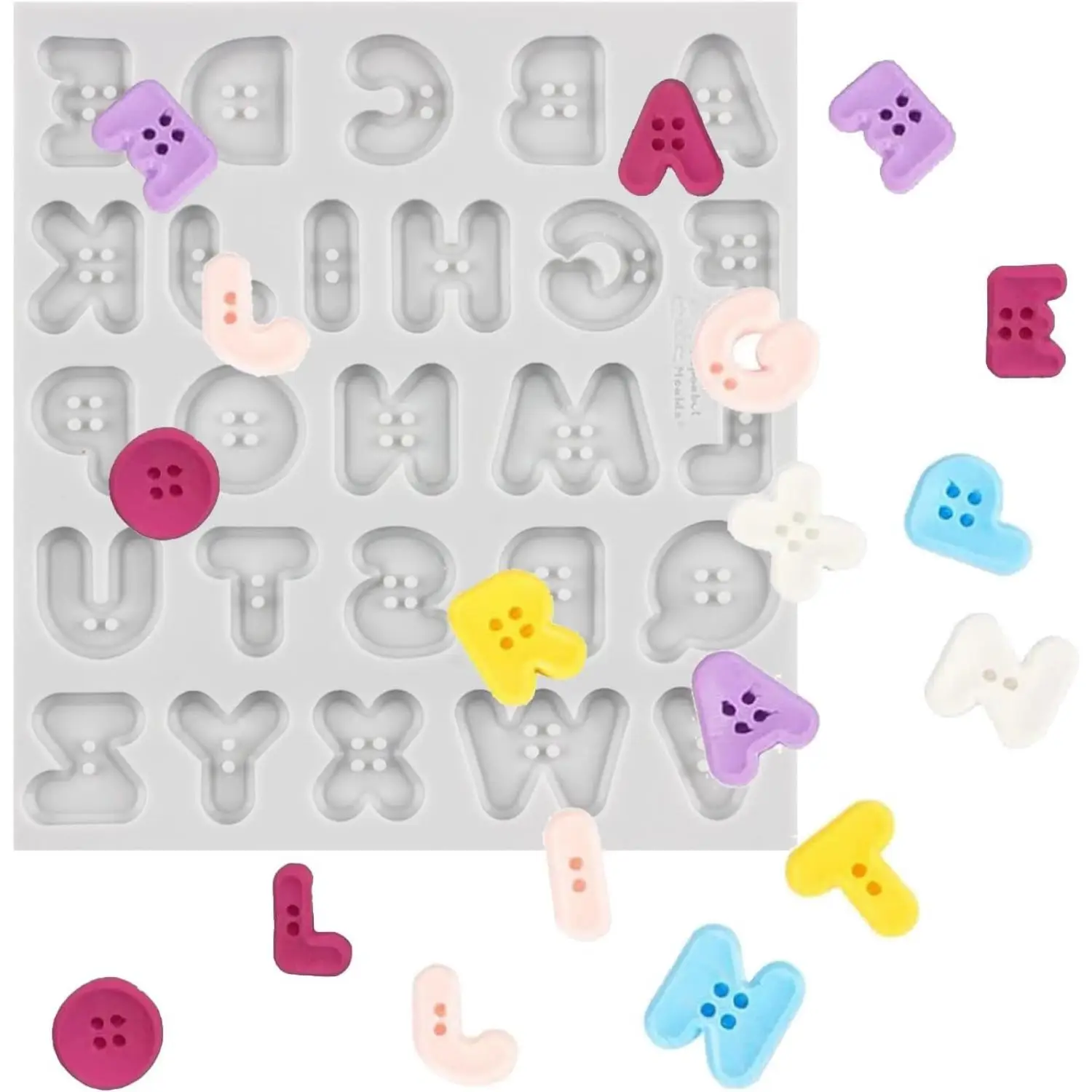 Button Letters Alphabet Silicone Mold Baking Biscuits Chocolate Mold Cake Decorating Candy Gum Paste Polymer Clay Set Of 1