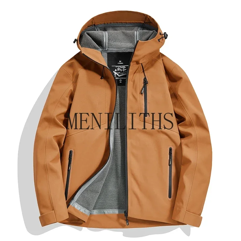 Spring Autumn Winter Men's Casual Jackets Outdoor Windproof Hooded Windbreakers Multi Zipper Pocket Coats Fashion Men Clothing