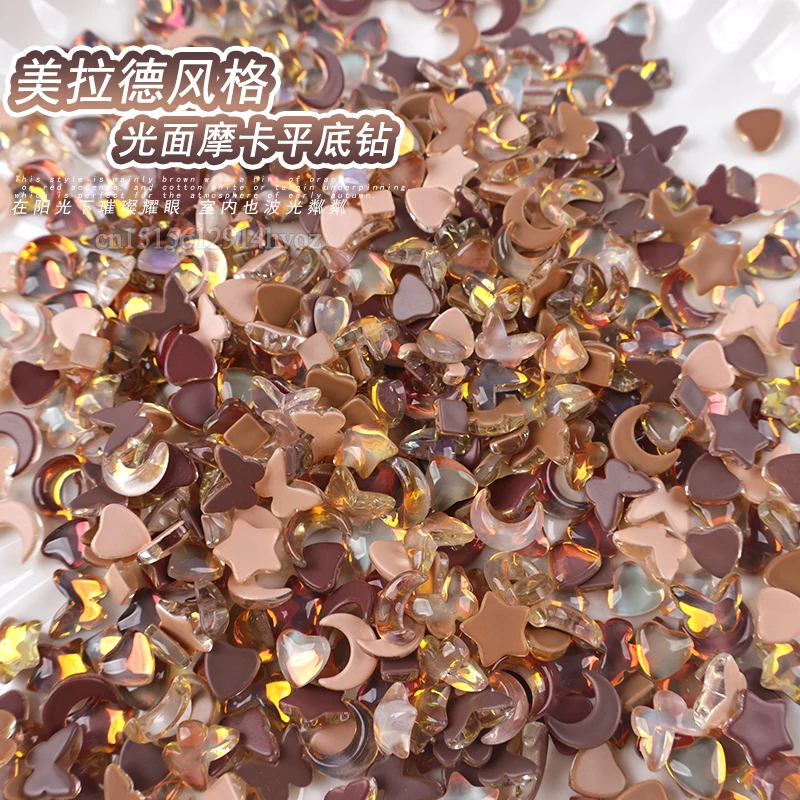 Beautiful Meilard 4 Color Style Mocha Flat Back Mix Shape Nail Art Rhinestone Glass Crystal DIY Manicure Decoration 30/100Pcs