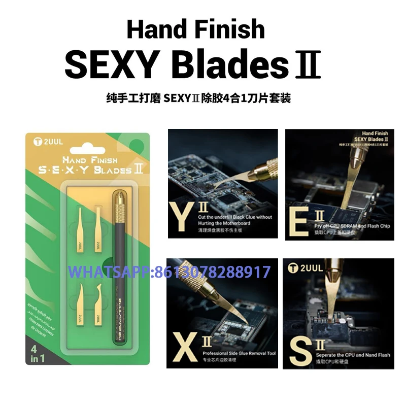 

2uul DA61 4in1 Multifunctional Blade Set Glue Remover Knife IC Chip Phone NAND Hard Drive Pry Handle Edge Blade Repair Tools