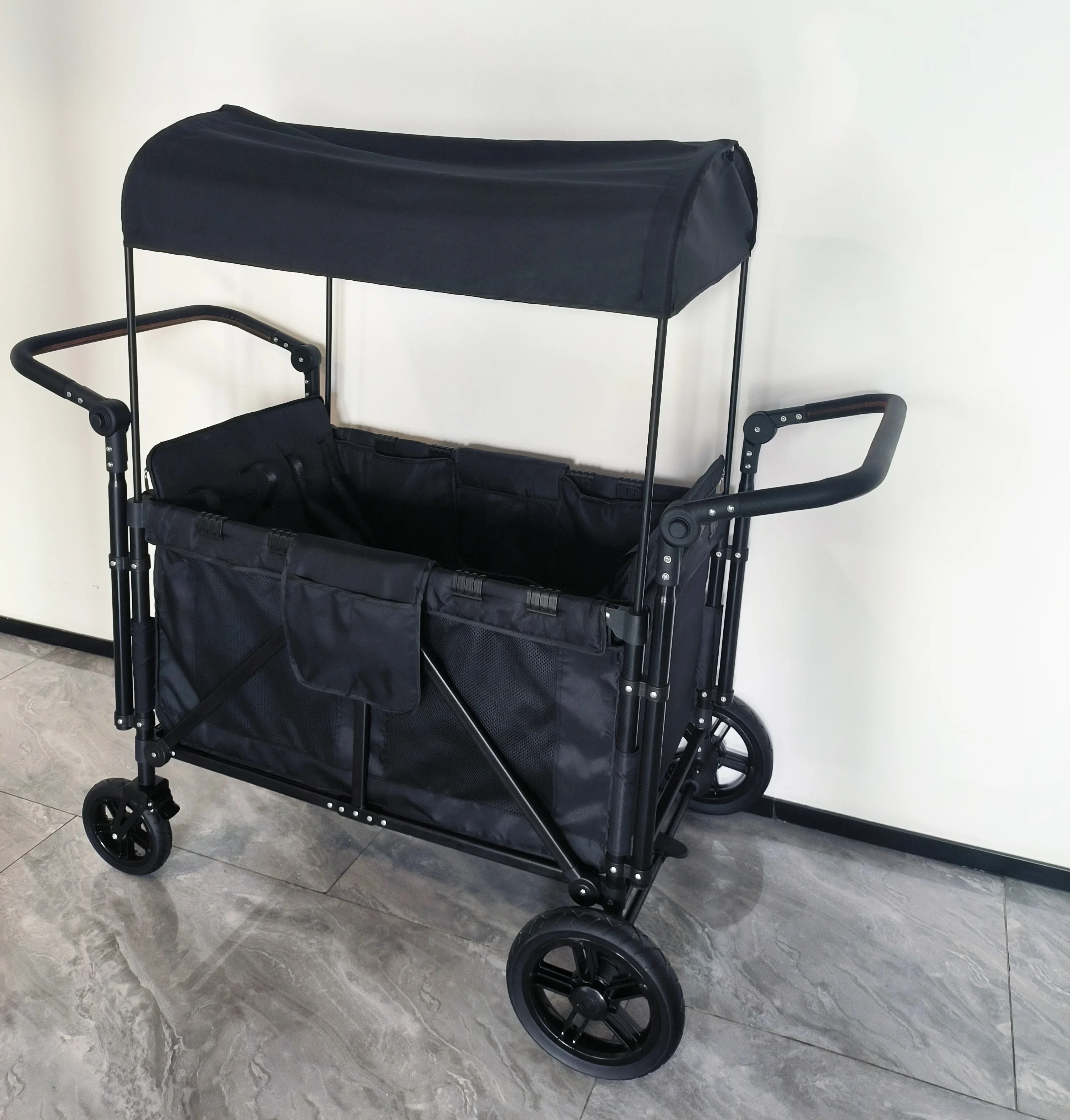 Foldable Stroller Wagon for Kids Safety Seats with 5-Point Harness for 4 Passenger Push Pull Stroller