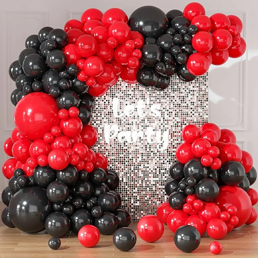 Czarne czerwone balony Girlanda Zestaw łuku Dekoracja urodzinowa Balon Rocznica ślubu Baby Shower Ujawnienie płci Dekoracja Globos