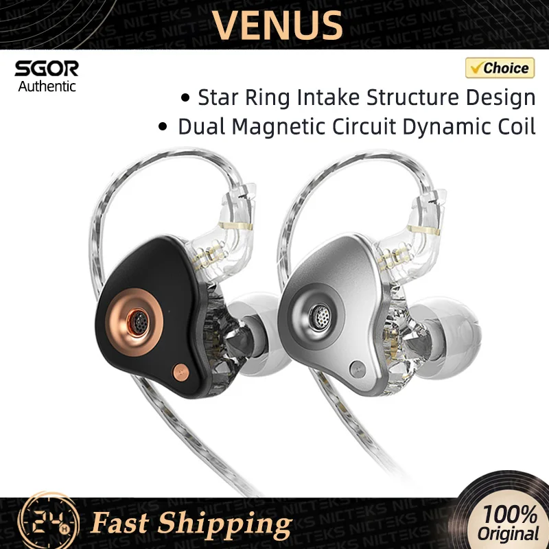 SGOR VENUS HIFI In Ear Earphones Dynamic Headphones IEM Monitor Earbud Super Bass Headset Noise Cancelling For KZ Castor EDX PRO