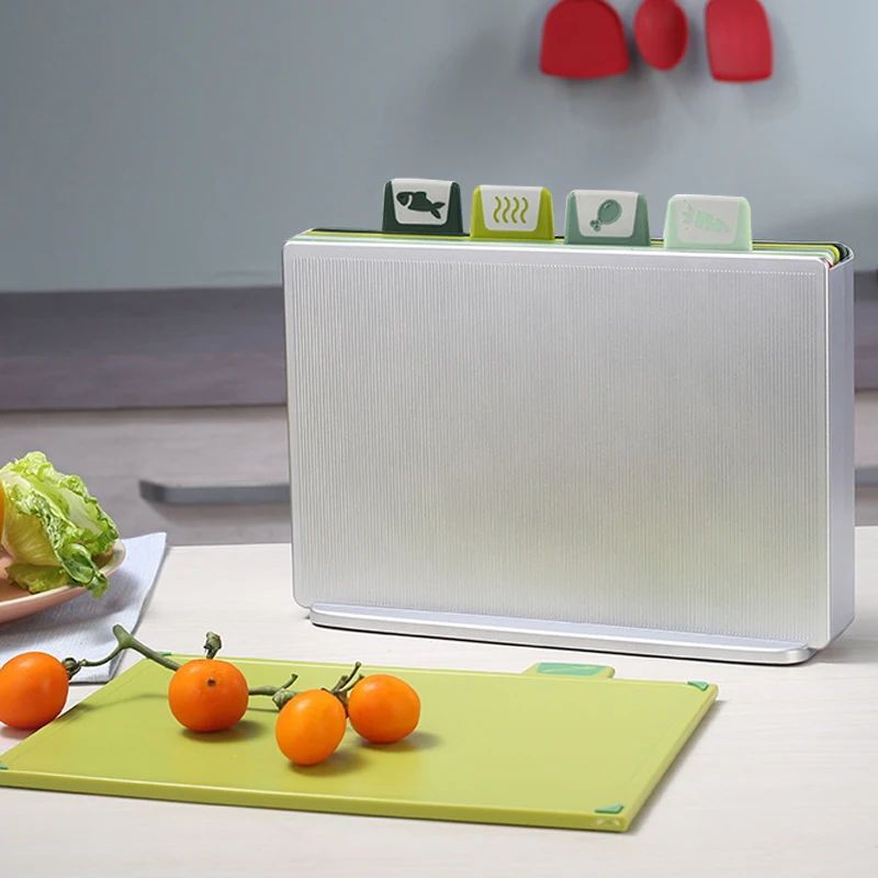 

Kitchen cutting board, plastic cutting board dishwasher chopping board set, 4-piece set, with juice groove, easy-to-grip handle
