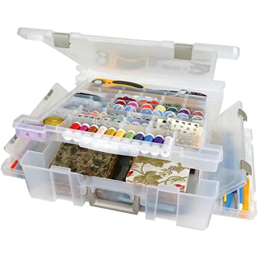 

Super Satchel Deluxe Divided Base Large Portable Art and Craft Organizer with Drawers [1] Plastic Storage Case Clear