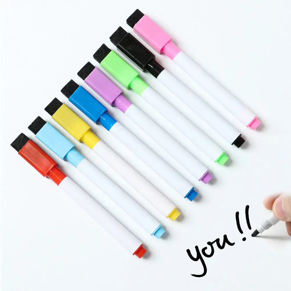 8 Colors Erasable Magnetic Whiteboard Marker Pen Blackboard Marker Chalk Glass Ceramics Office School Art Marker Stationery