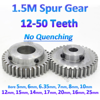 1.5M Pinion Gears 1.5 Modulus Spur Gear 12-50 Teeth Cylindrical Motor Tramission Gears Without Quenching Bore 5 6 6.35 7 8-25mm
