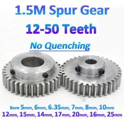 1.5M Pinion Gears 1.5 Modulus Spur Gear 12-50 Teeth Cylindrical Motor Tramission Gears Without Quenching Bore 5 6 6.35 7 8-25mm