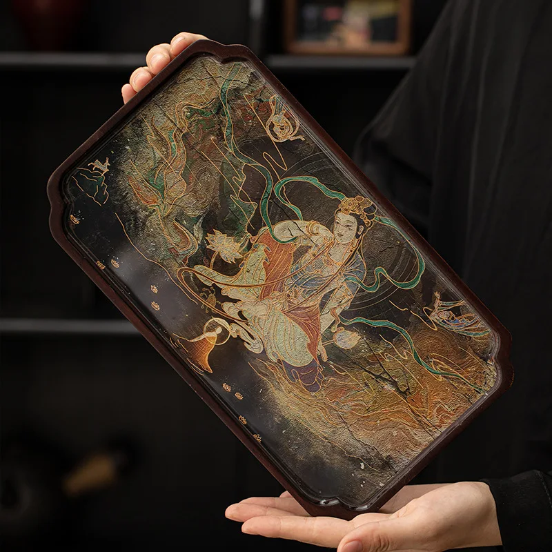 Tea Ceremony Essential: Tea Tray Set with Chinese Dunhuang Murals and National Style Coasters Chinese Style Tea Coasters