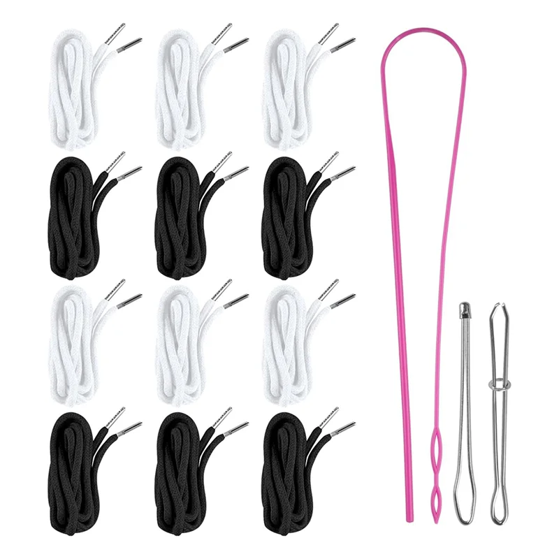 FSTE-Drawstring Cord Hoodie String Replacement Draw String With Threader Tool For Sweatpants Pants