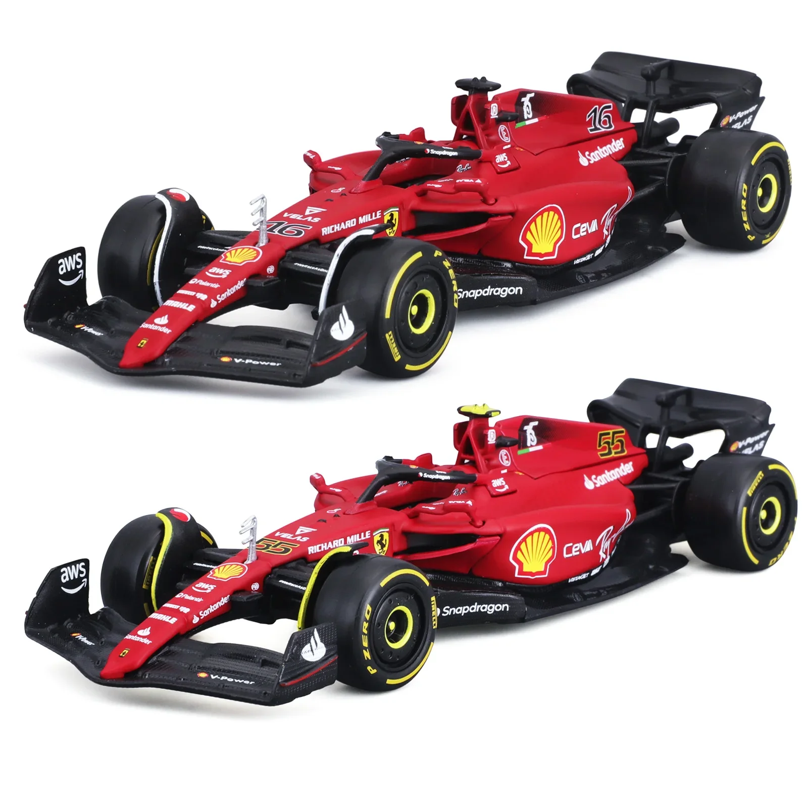 Bburago 1:43 2022 F1 Scuderia Ferrari F1-75 #16 Leclerc #55 Sainz Alloy Luxury Vehicle Diecast Cars Model Toy Collection Gift