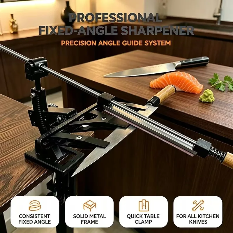 Fixed-angle Knife Sharpener, Upgraded Finely Adjust The Sharpening Angle Professional Knife Sharpener, 360° Rotating Knife Sets