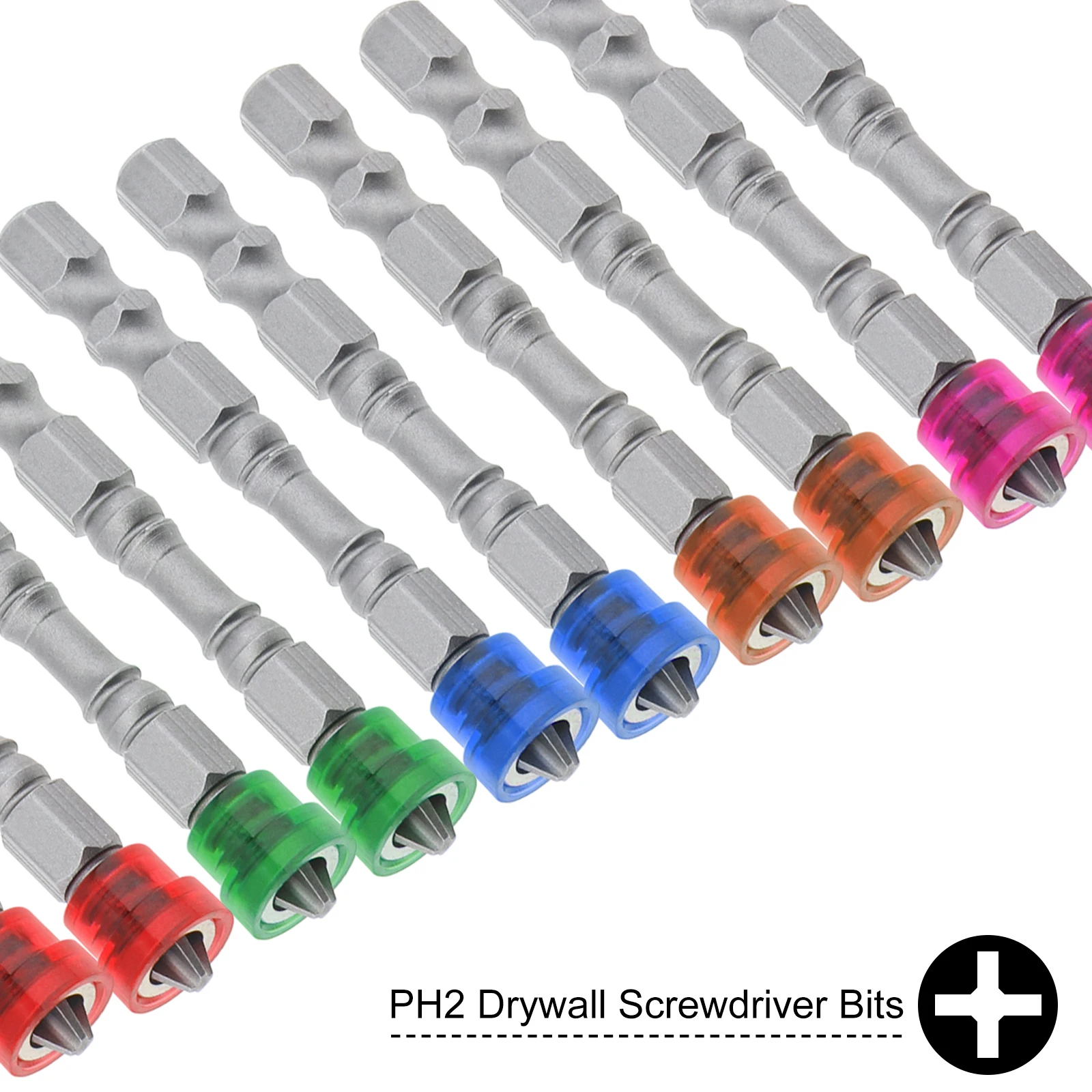 10 pezzi magnetici PH2 Phillips punte per cacciavite a testa incrociata 1/4 pollici codolo esagonale profondità arresto vite punte per trapano punte per cacciavite