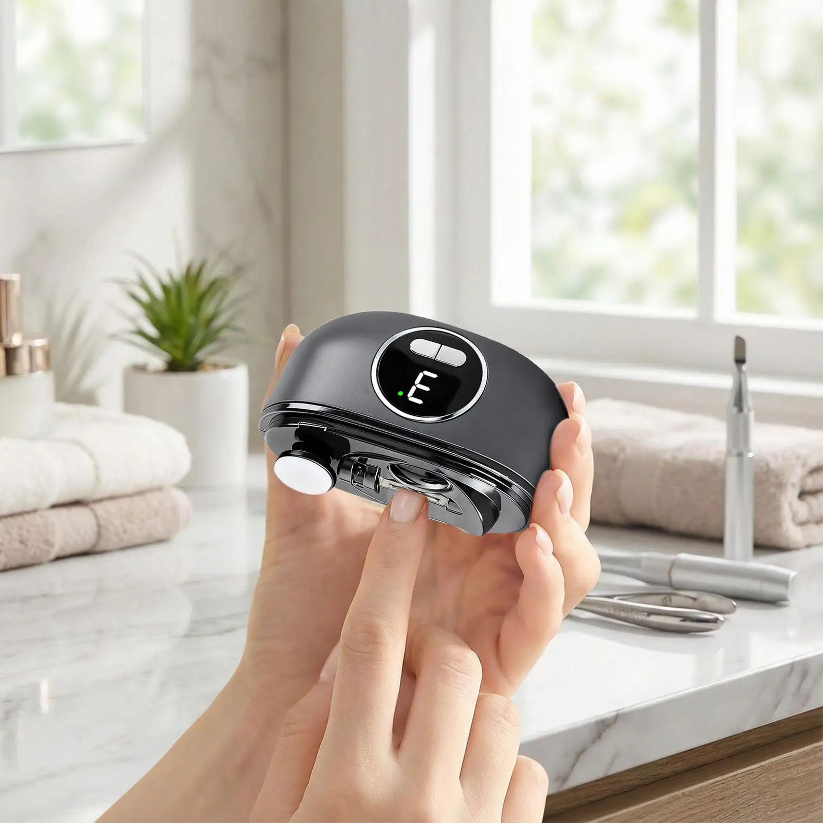 Home Electric Nail Clipper USB Rechargeable Quiet LED Trimmer Electric Fingernail Clippers for Friends Students Adults Men Women