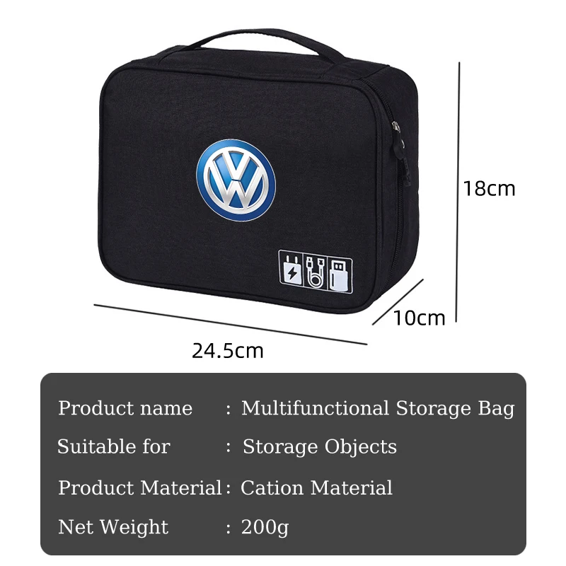 Car Storage Bag Waterproof Digital Protective Organiser Case For VW GTI Passat Polo Golf Scirocco Tiguan Jetta T-ROC Touareg Tou