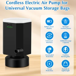 CordIess EIectric Air Pump For Universal Vacuum Storage Bags Rechargable Travel Seal Bag Pump For Compression Clothes Luggage