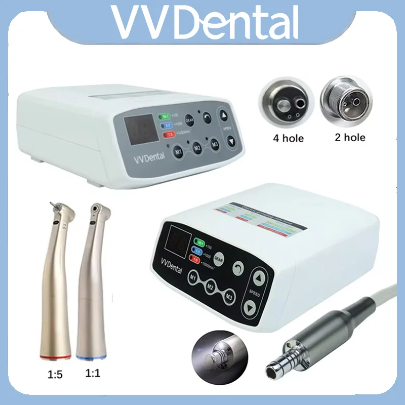 

Электрический бесщеточный микромотор VVDental со светодиодной подсветкой и угловым наконечником 1:5, 1:1, с внутренним охлаждением, низкоскоростной, для шлифовки