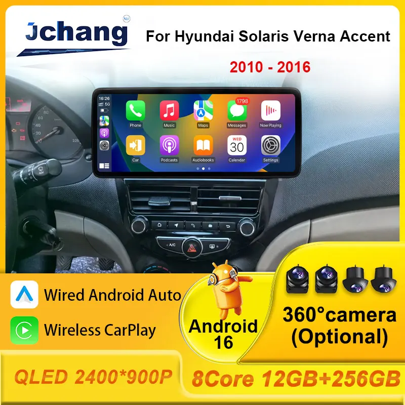 

For Hyundai Solaris Verna Accent 2010 - 2016 Car Radio Stereo CarPlay WIFI 4G Split Screen GPS Navi Multimedia 2K QLED Player