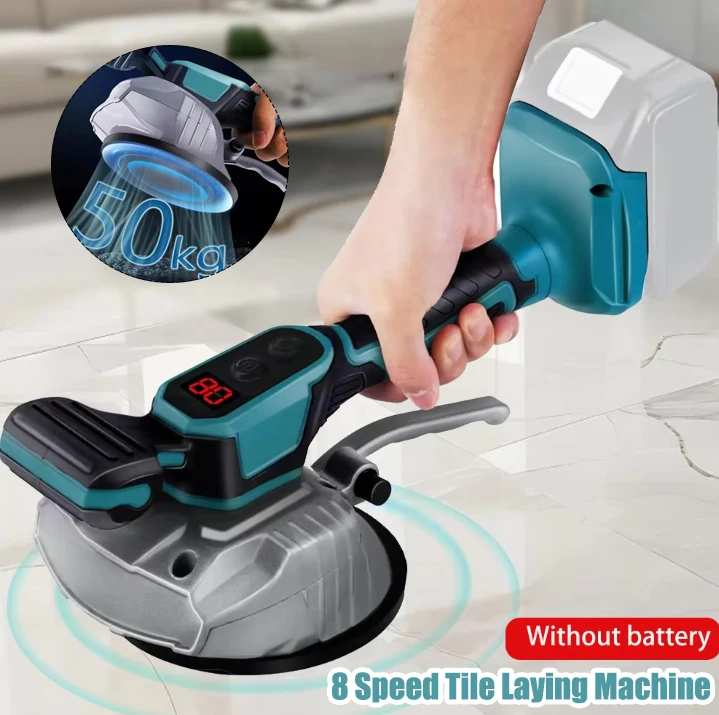 Máquina para azulejos, alta capacidad de carga, pared, suelo, colocación de azulejos, herramienta vibratoria de 8 velocidades con ventosa, compatible con batería Makita de 20V