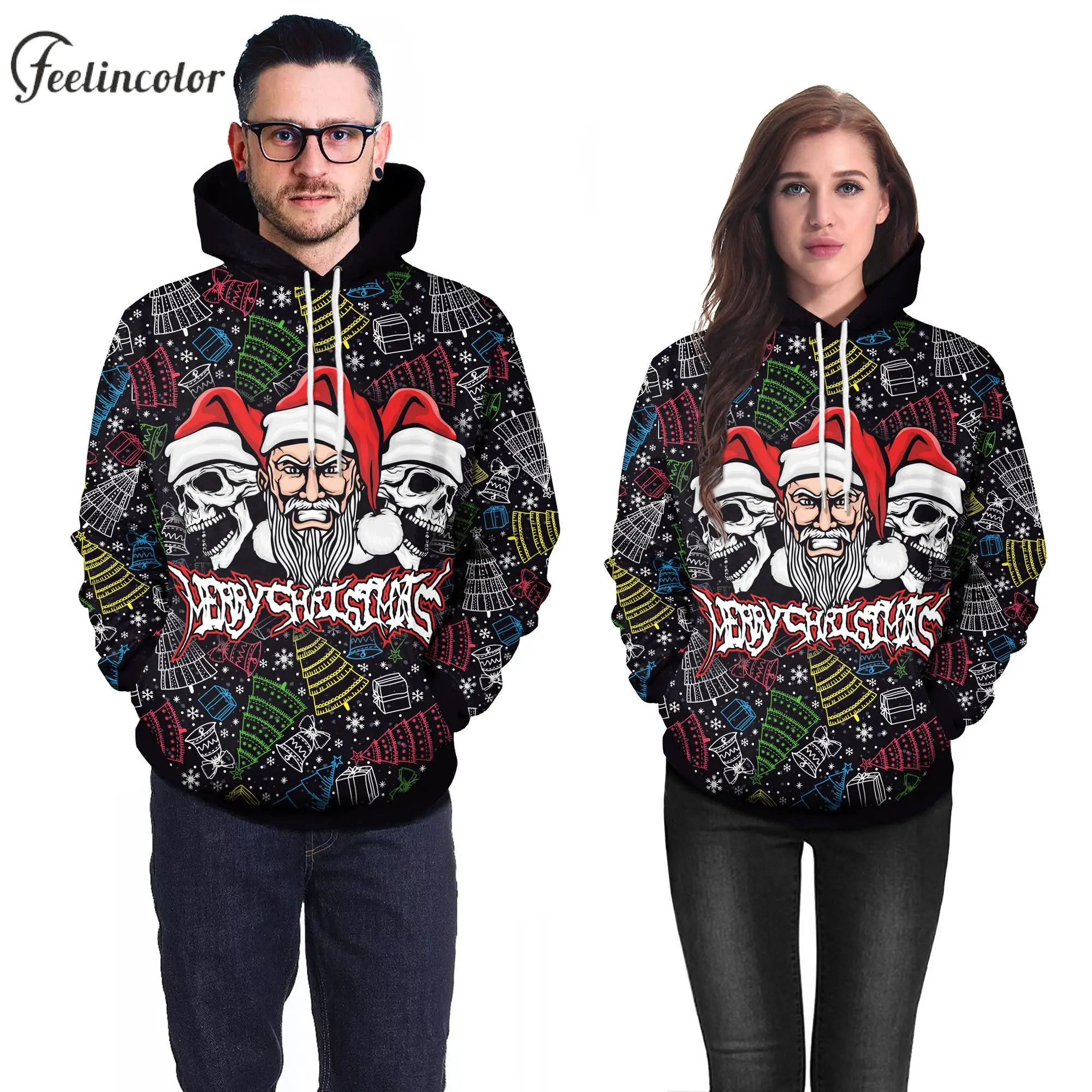 Couple Ugly Christmas Hoodies Women Men Xmas Gift Pullover 3D Full Cover Print Sweatshirt Oversized Clothes Party Outfit M-XXL