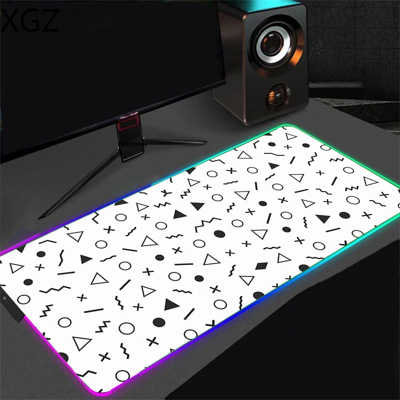 New black and white texture pattern 900x400 RGB LED light gaming mouse pad large computer gaming keyboard desk pad backlight