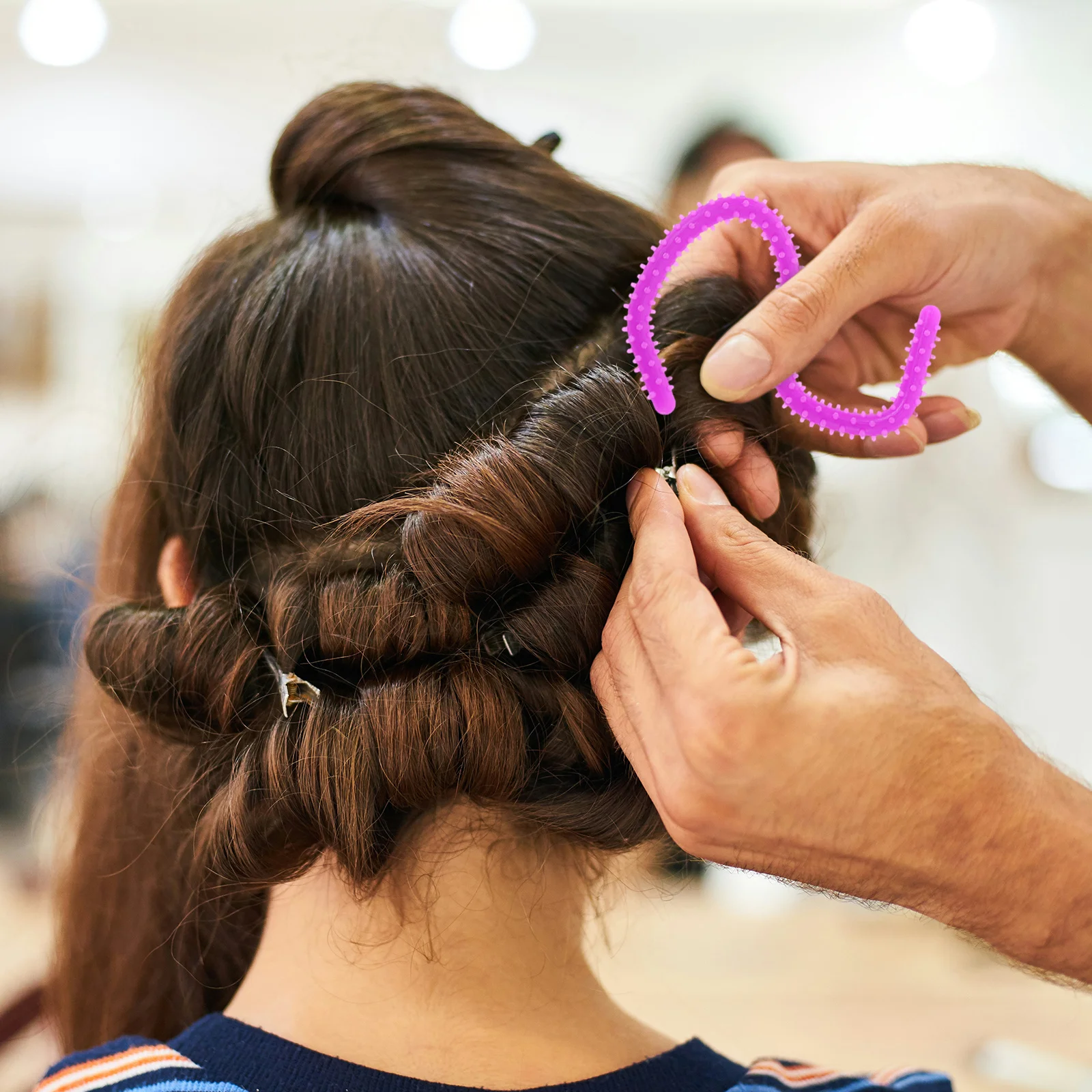 

10Pcs Spiral Hair Perm Rods Silicone Reusable Flexible Curling Rods Lightweight Compact Hair Rollers for Home Salon Spiral Perm