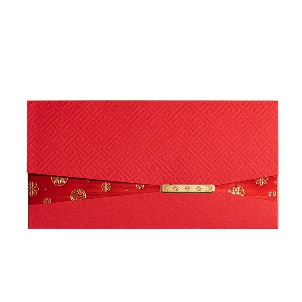 

6pcs Laser Engraving Chinese Red Envelopes Hollow Embossed Red Packet Three-dimensional Rectangular Lucky Money Bag Business