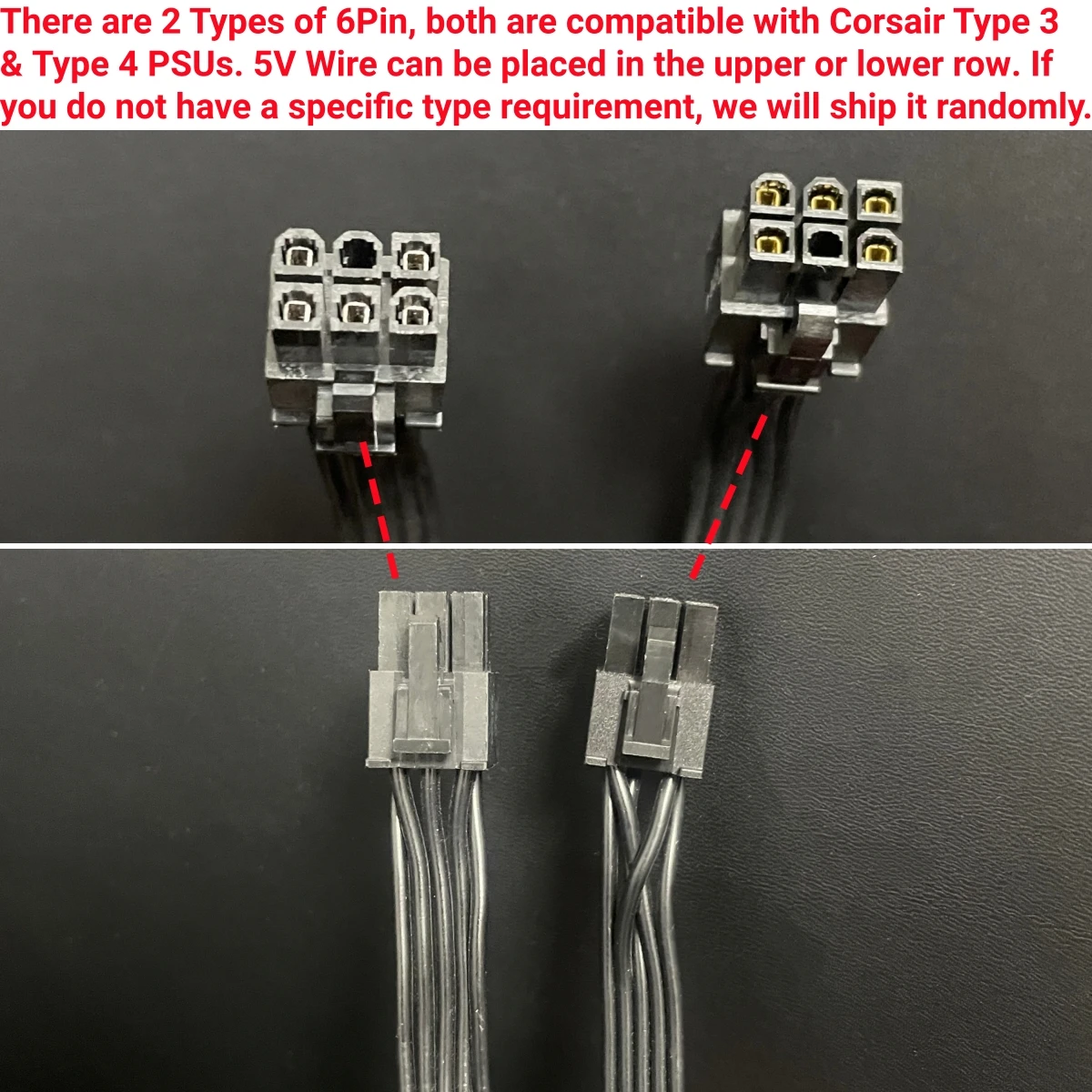 6Pin to 4 SATA Angled for Corsair Type 3 & Type 4 Power Supply, SSD HDD Power Cable for RMi RMx RMe AXi HX HXi RM CSM CXM TXM SF