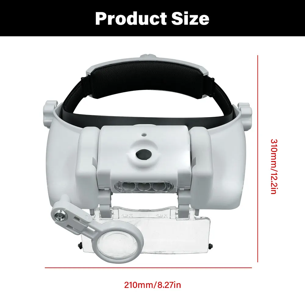 USB Rechargeable LED Lighting Lamp Head Loupe Jeweler Headband Magnifier Eye Glasses Optical Tool Repair Reading Magnifier
