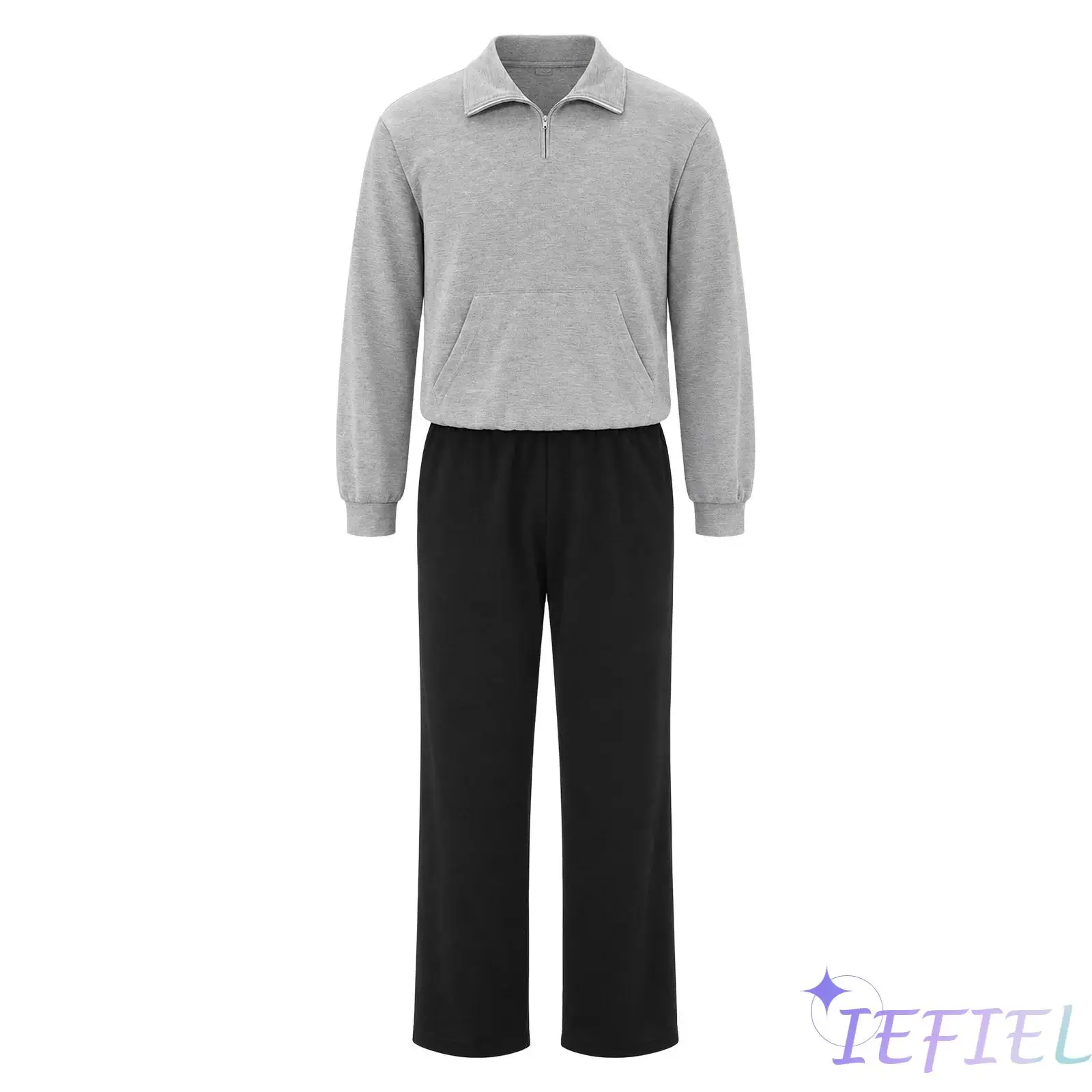 Men Women Color Blocked Jumpsuit Anti Strip Back Zip Zip Up Collar Long Sleeve Adaptive Bodysuit with Pocket Daily Homewear
