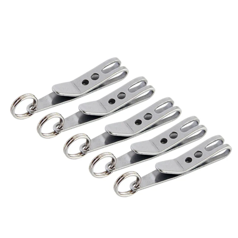 Mini Silver Pocket Clips Carabiner Stainless Steel Bag Waist Belt Hanging Clip Metal Key Buckles Holder Outdoor Tool