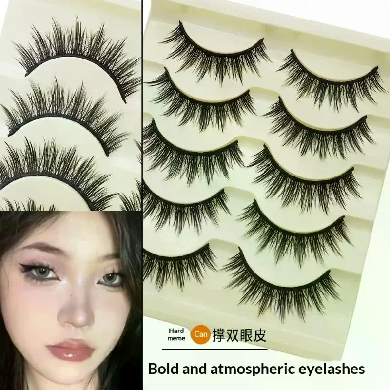

5 Pairs Manga Lashes Cosplay Fake Eyelashes Strip Lash Soft Natural Look Fox Eye Korean Manhua Makeup False Eyelashes