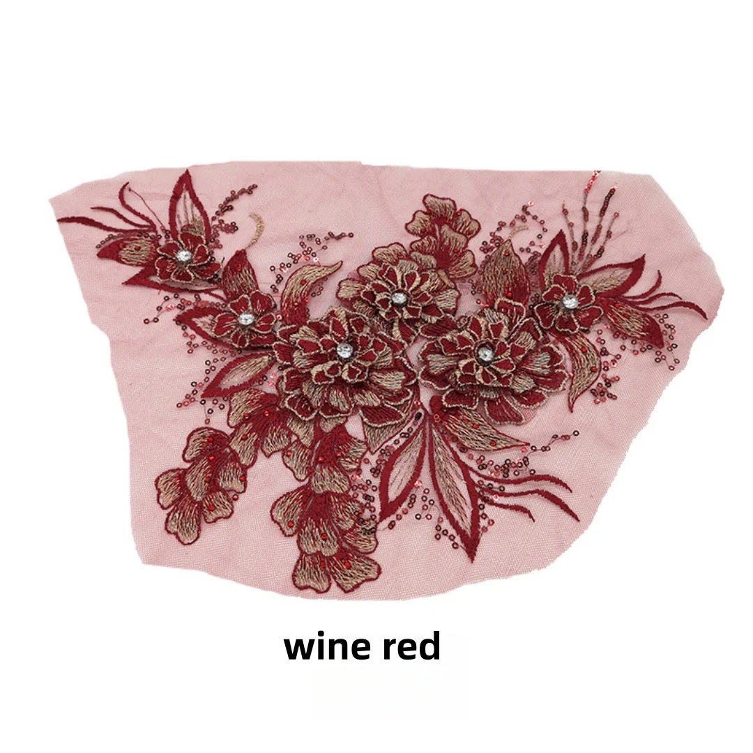 1 piece Sew-on multi-color Embroidered Appliques,beading Flowers,Sew-on Patches For Dress Supplies,For Dress DIY