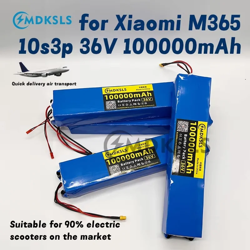NEW 36V Battery 100Ah 18650 lithium battery pack 10S3P 1000W Same port 42V Electric S-cooter M365 E-BK Power Battery with BMS