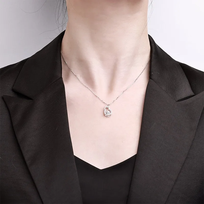 ZFSILVER الاتجاه الموضة الطازجة 925 الفضة اللون D الأبيض مويسانيتي 0.5ct القرع قلادة ل سحر النساء مجوهرات الحفلات هدية MS-506B