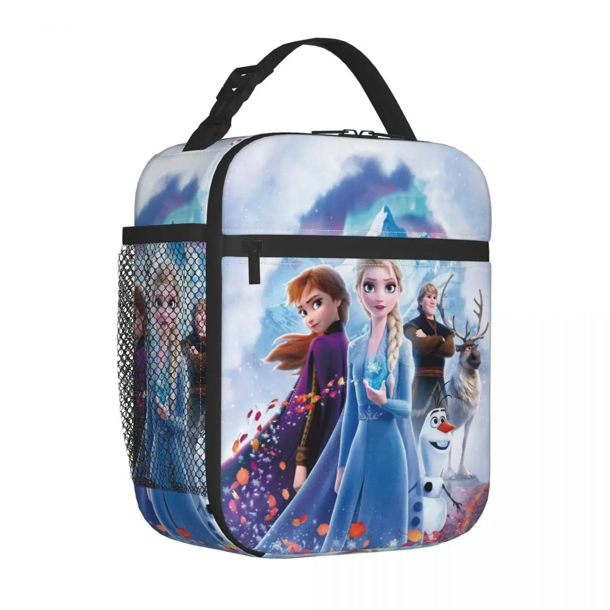 Custom Cartoon Frozen Princess Insulated Lunch Bag for Women Anna And Elsa Thermal Cooler Bento Box School Portable Tote Bags