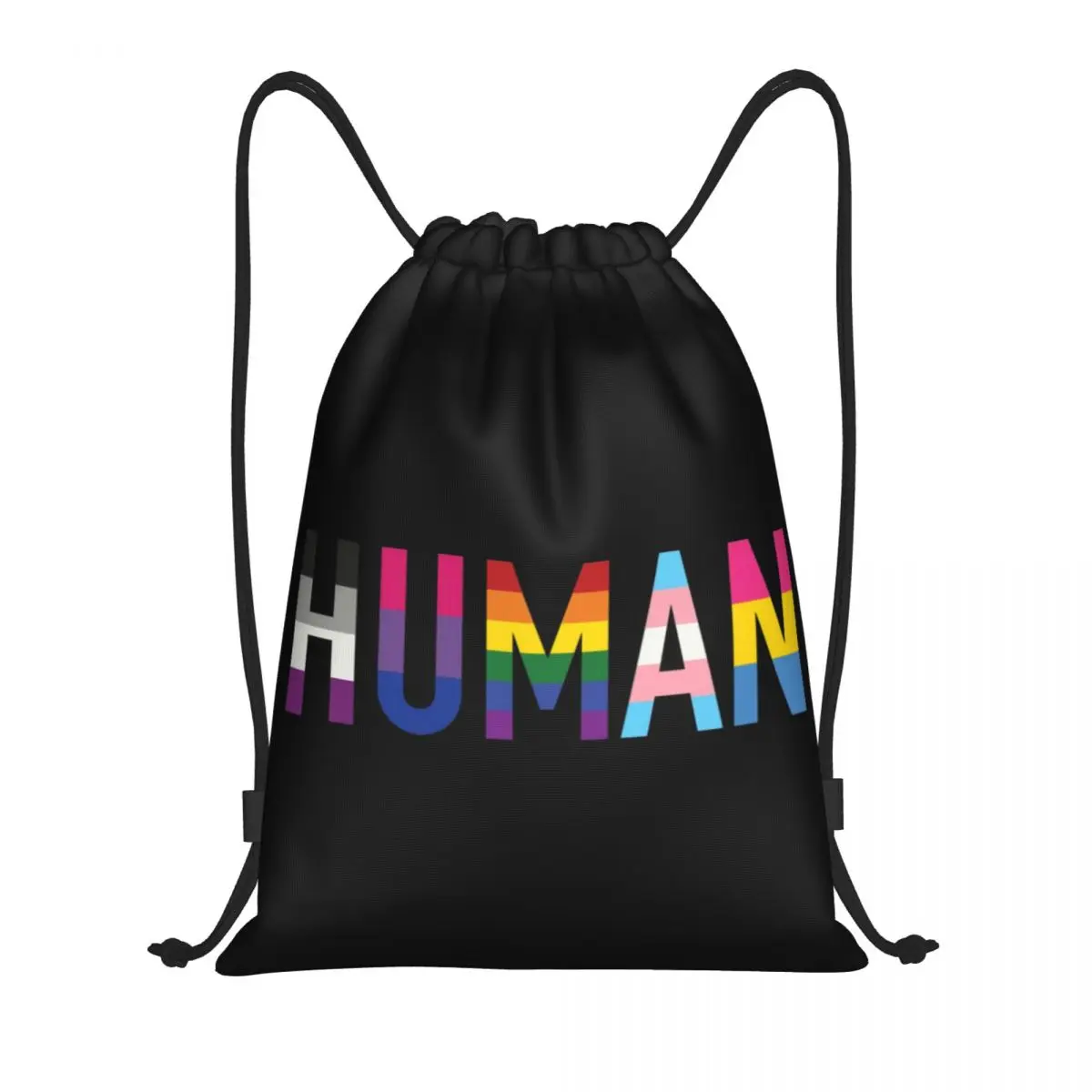 Custom Human LGBT Drawstring Backpack Bags Women Men Lightweight Gay Pride Gym Sports Sackpack Sacks for Shopping